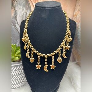 Agatha Paris Gold Plated Star and Heart Charm Necklace